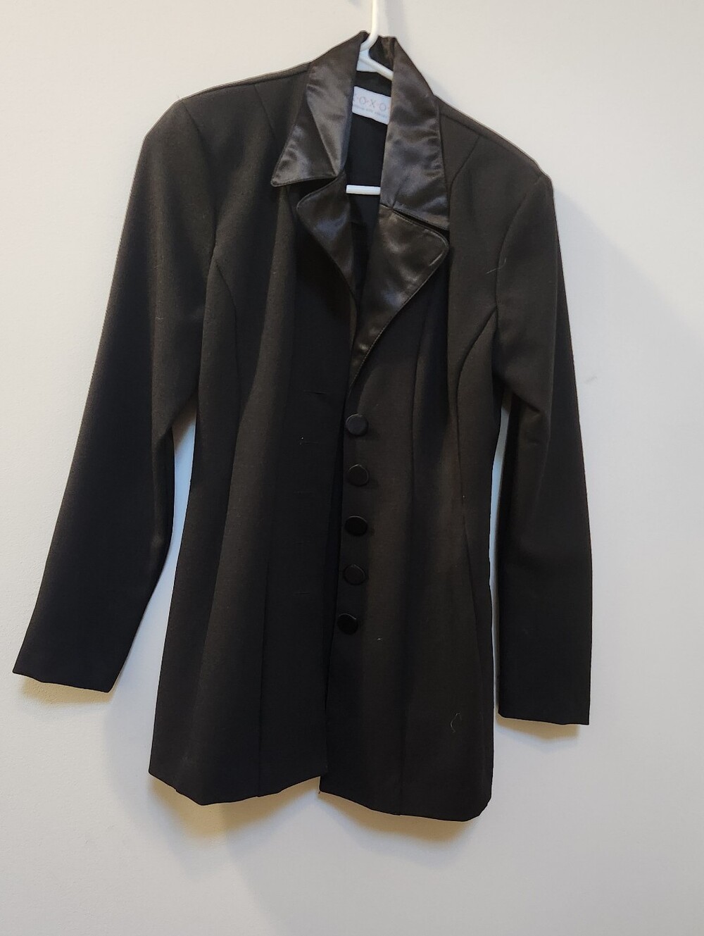 XOXO Black Satin-Trim Blazer